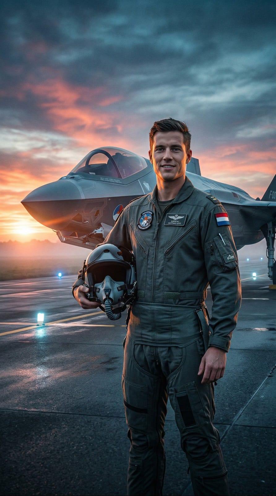 Koninklijke Luchtmacht piloot bij gevechtsvliegtuig