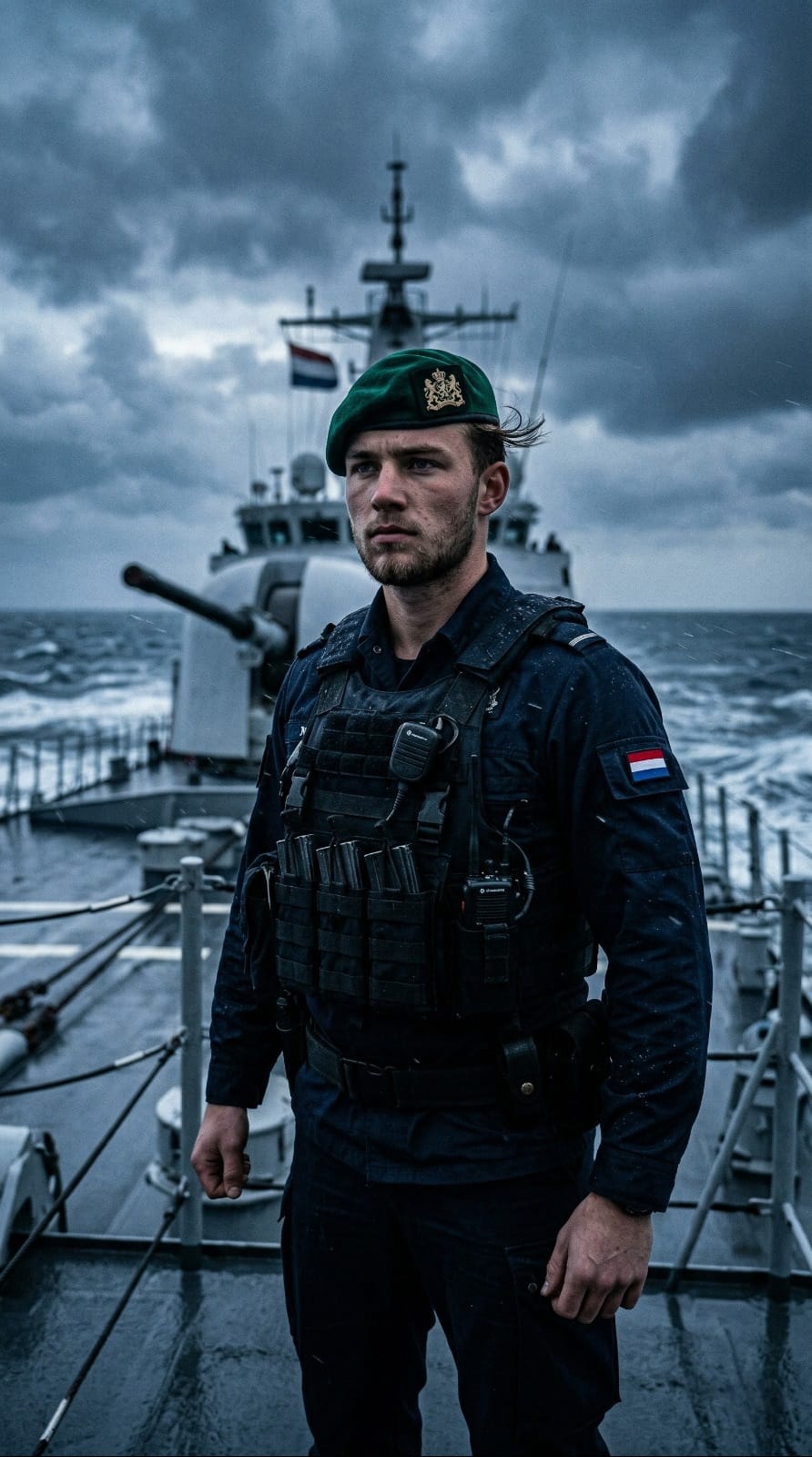 Koninklijke Marine marinier aan boord